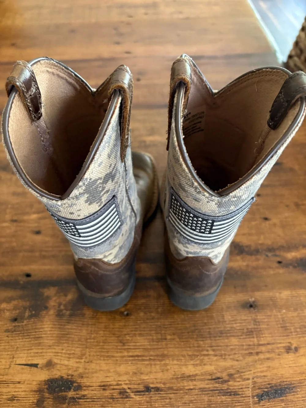 Ariat Kids Patriot Western Boot Distressed Brown / Sage Camo Square Toe  Sz 9